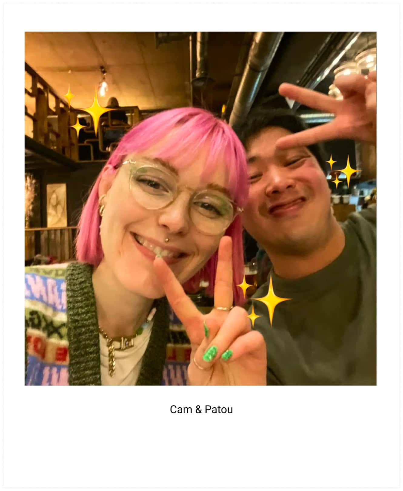 Camille and Patrick on a polaroid photo